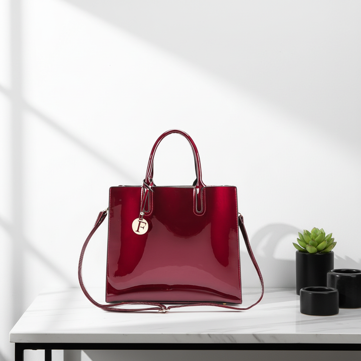 Women’s 3-Piece Patent Leather Handbag Set – Tote Bag, Shoulder Bag & Wristlet