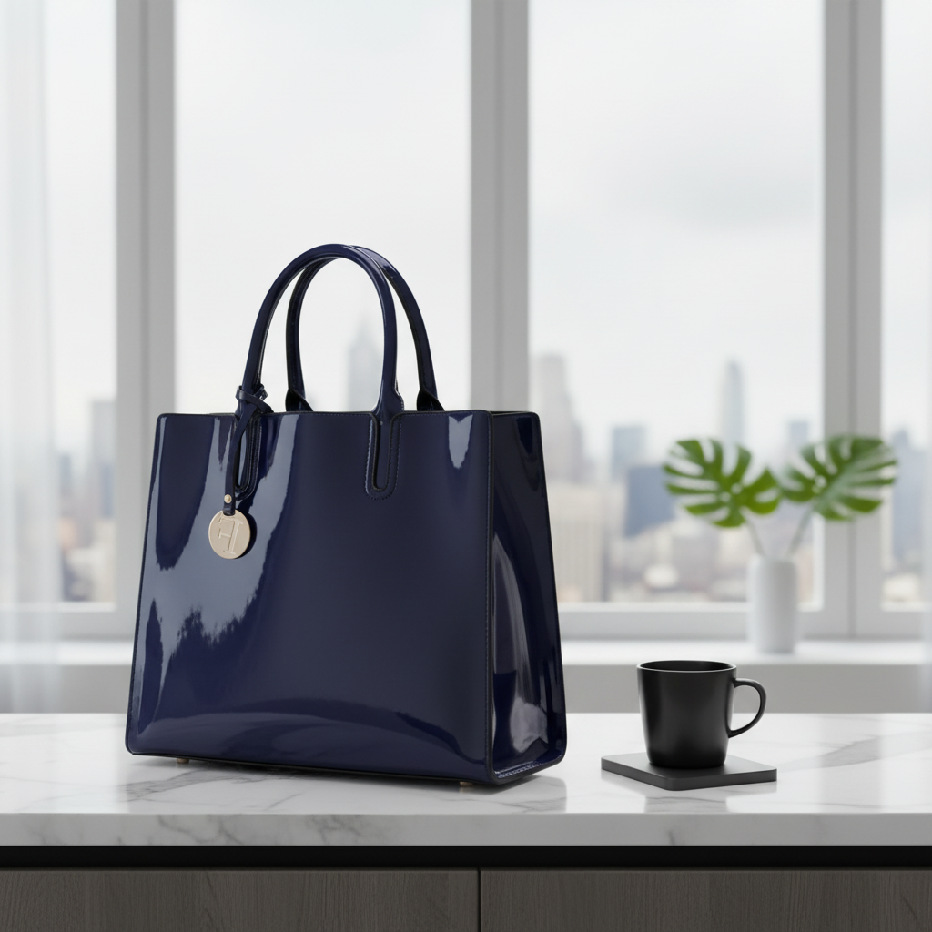 Women’s 3-Piece Patent Leather Handbag Set – Tote Bag, Shoulder Bag & Wristlet