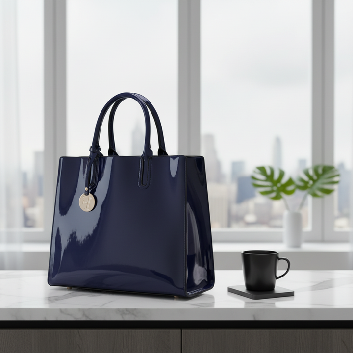 Women’s 3-Piece Patent Leather Handbag Set – Tote Bag, Shoulder Bag & Wristlet