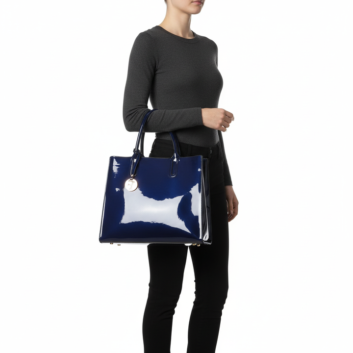 Women’s 3-Piece Patent Leather Handbag Set – Tote Bag, Shoulder Bag & Wristlet