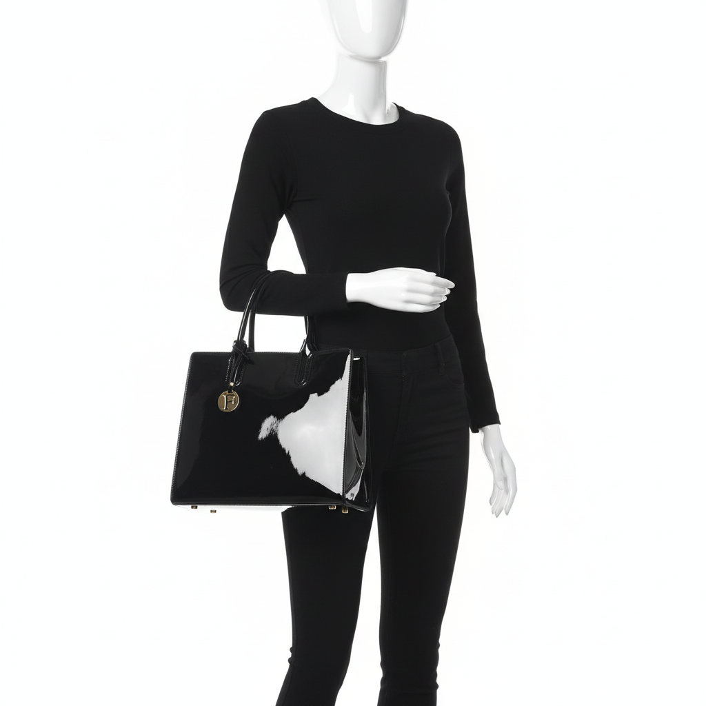 Women’s 3-Piece Patent Leather Handbag Set – Tote Bag, Shoulder Bag & Wristlet