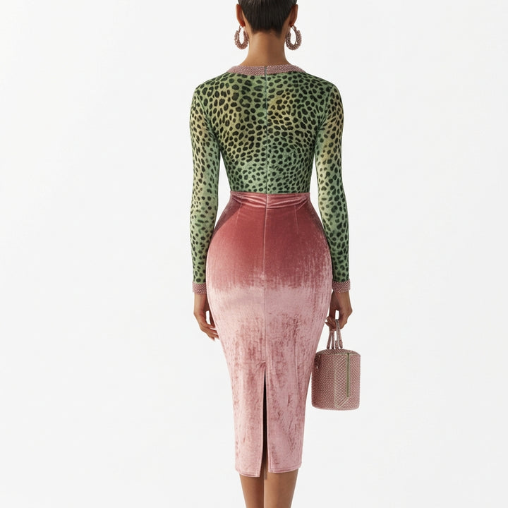 Shiny, Stretchy Velvet Bodycon High-waist Mermaid Skirt