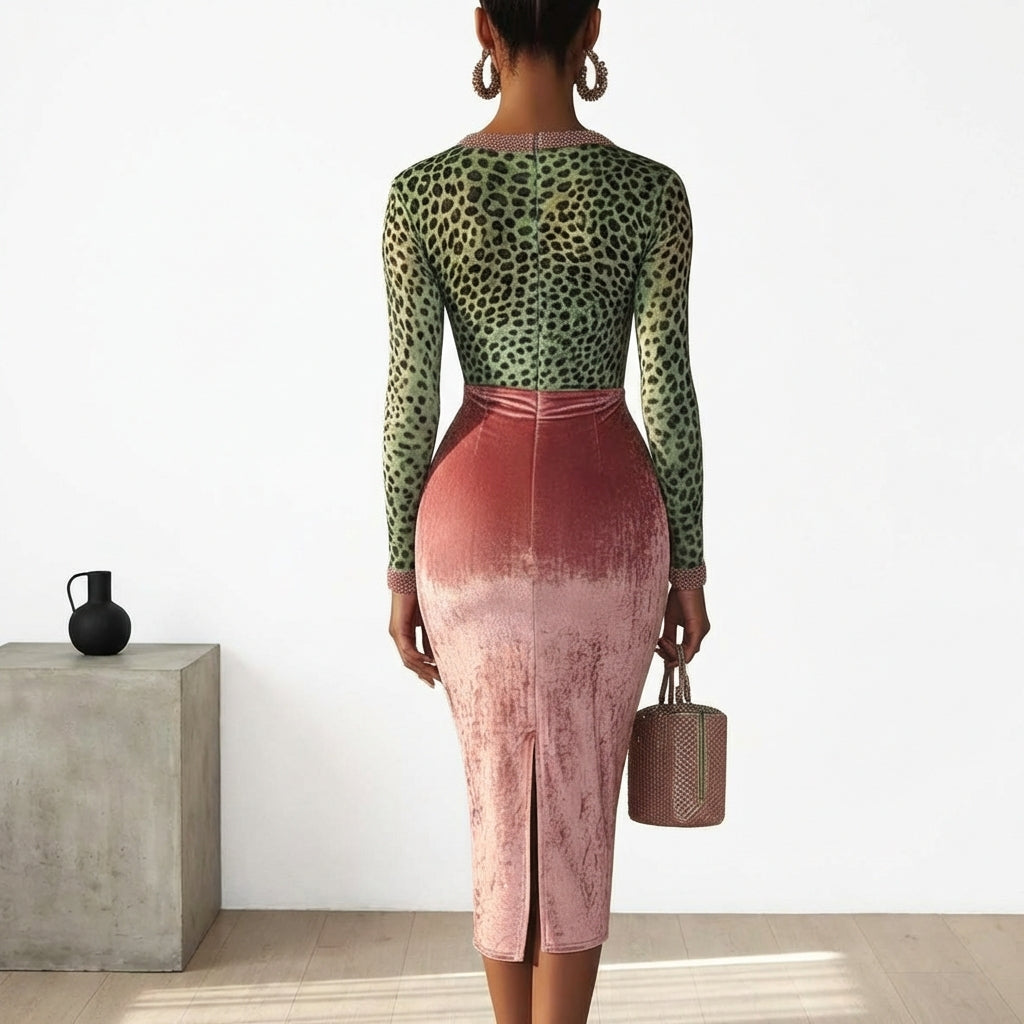 Shiny, Stretchy Velvet Bodycon High-waist Mermaid Skirt