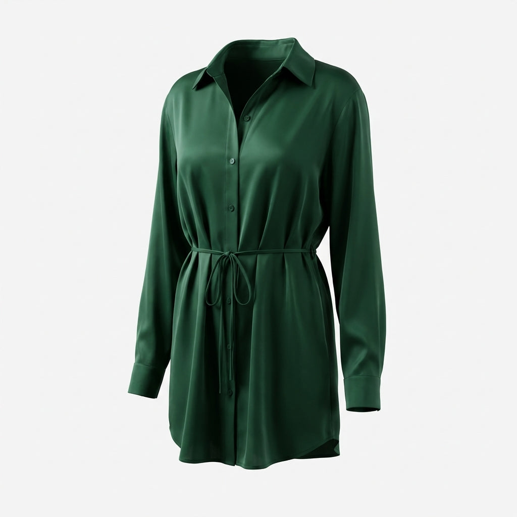 Women's Long Sleeve Jumpsuit With Button Fashion Shirt Dress