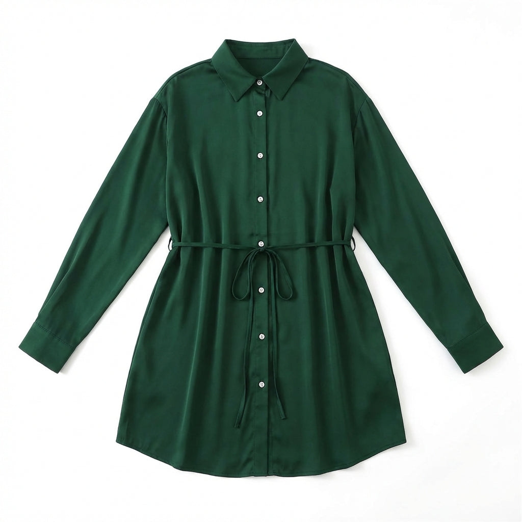 Women's Long Sleeve Jumpsuit With Button Fashion Shirt Dress