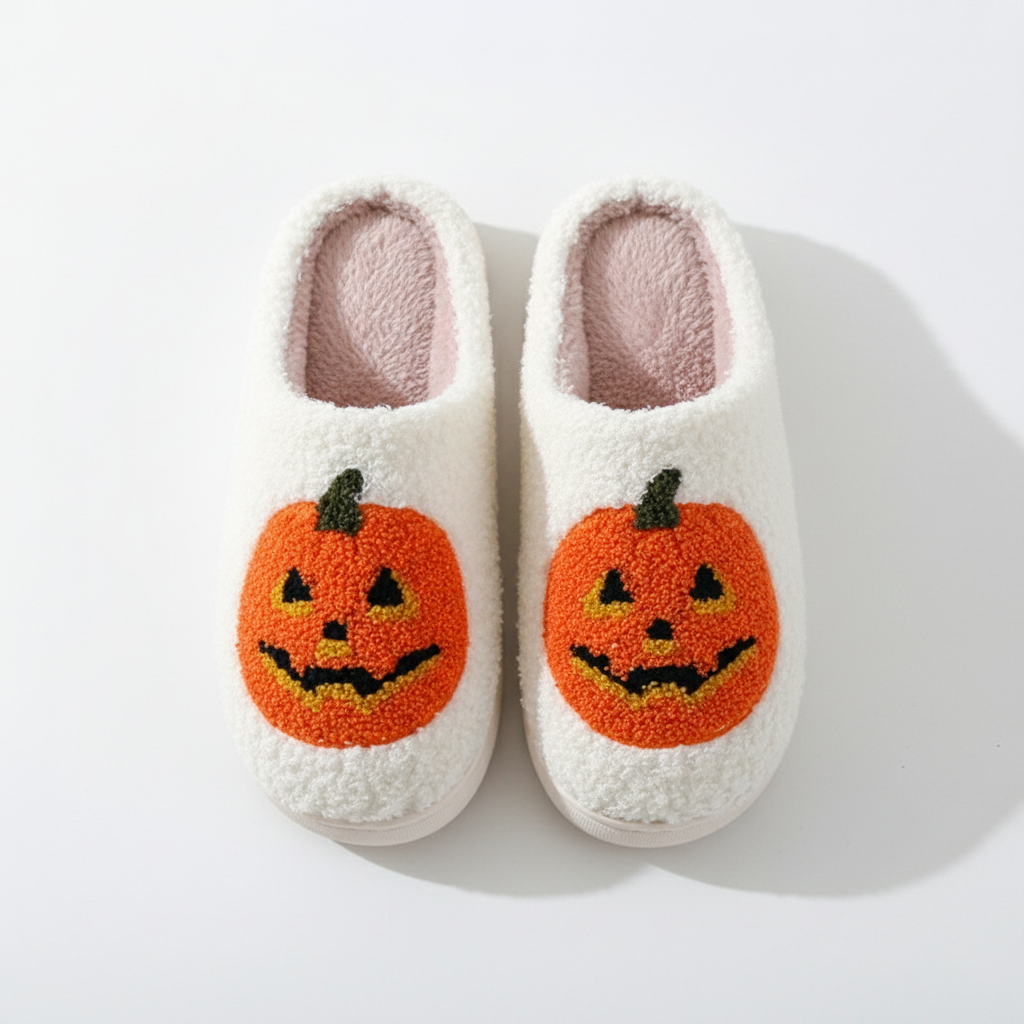 Pumpkin Plush Warm Indoor Slippers