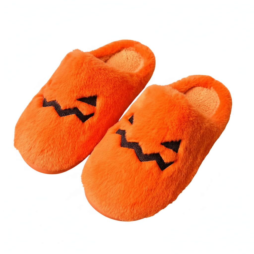 Halloween Pumpkin Plush Warm Indoor Slippers