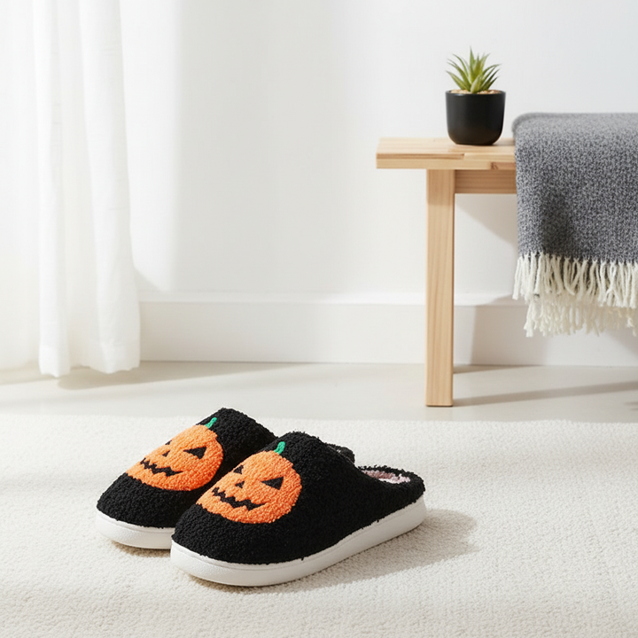 Pumpkin Plush Warm Indoor Slippers