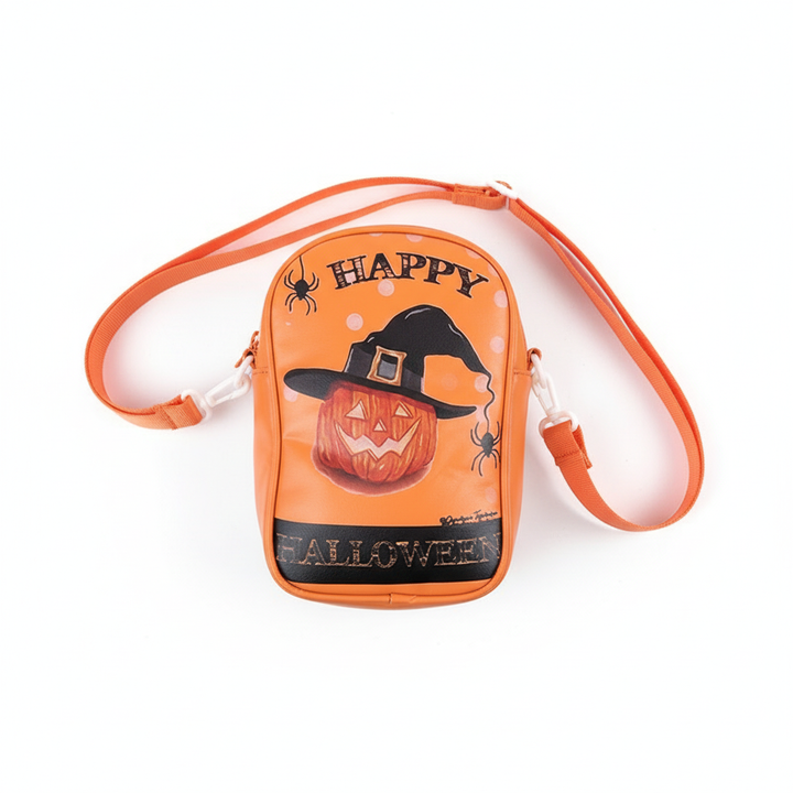Halloween Graffiti Phone Bag Girls Funny Cartoon Pumpkin Ghost Bat Print Crossbody Bag For Women Mini Personality Creative Shoulder Bags