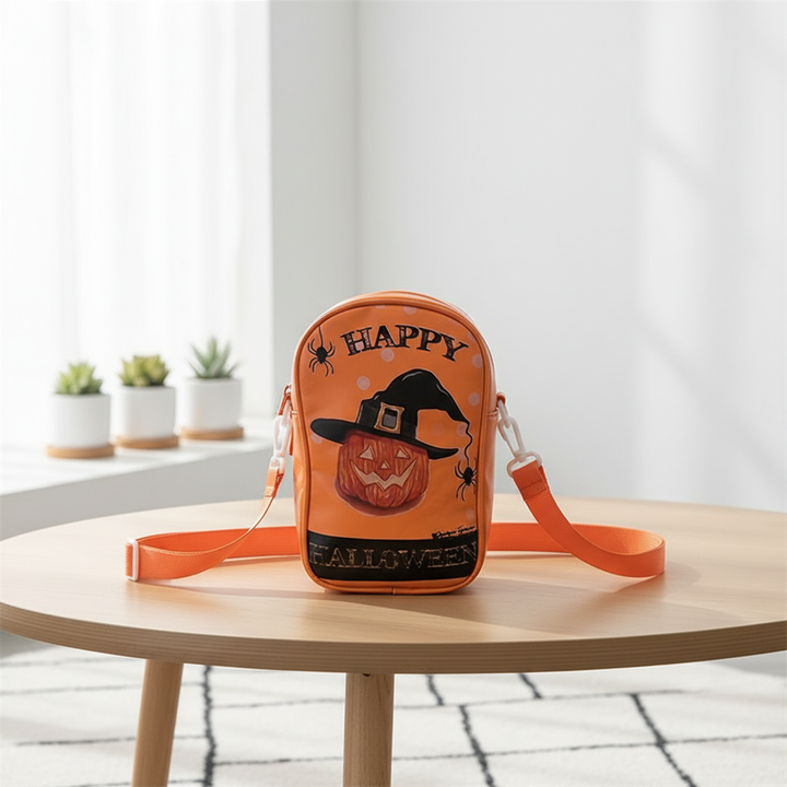 Halloween Graffiti Phone Bag Girls Funny Cartoon Pumpkin Ghost Bat Print Crossbody Bag For Women Mini Personality Creative Shoulder Bags