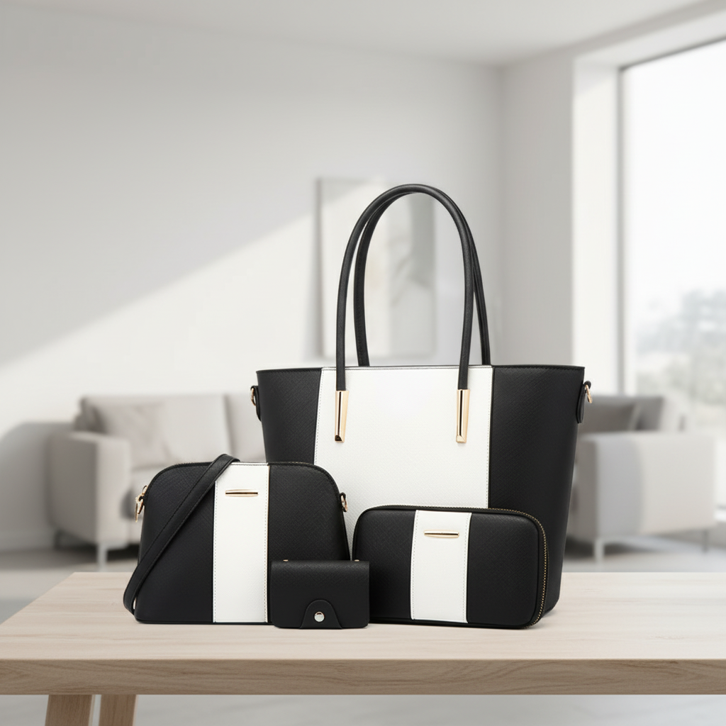 4-Piece Women’s Handbag Set – Stylish PU Leather Shoulder & Tote Bag