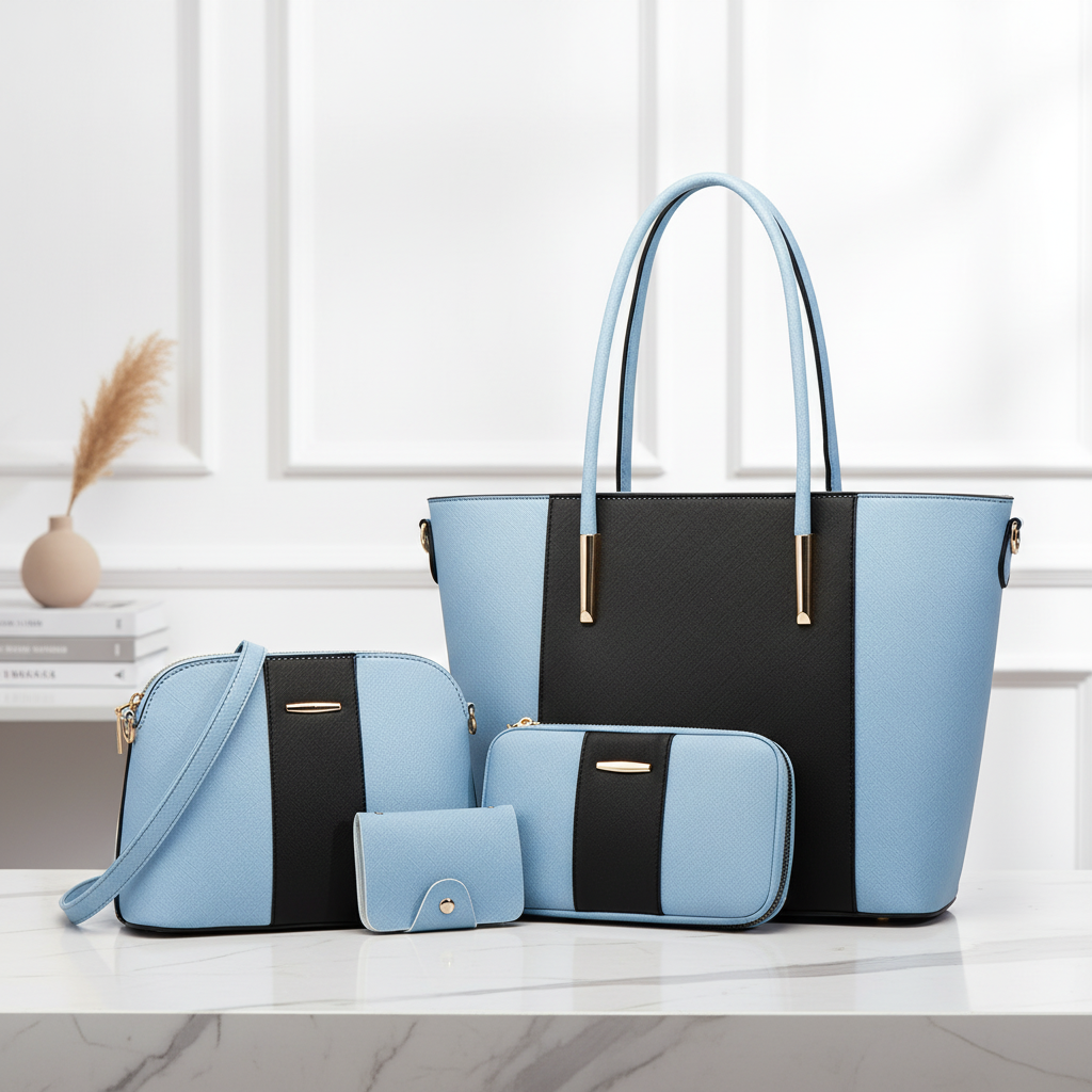 4-Piece Women’s Handbag Set – Stylish PU Leather Shoulder & Tote Bag