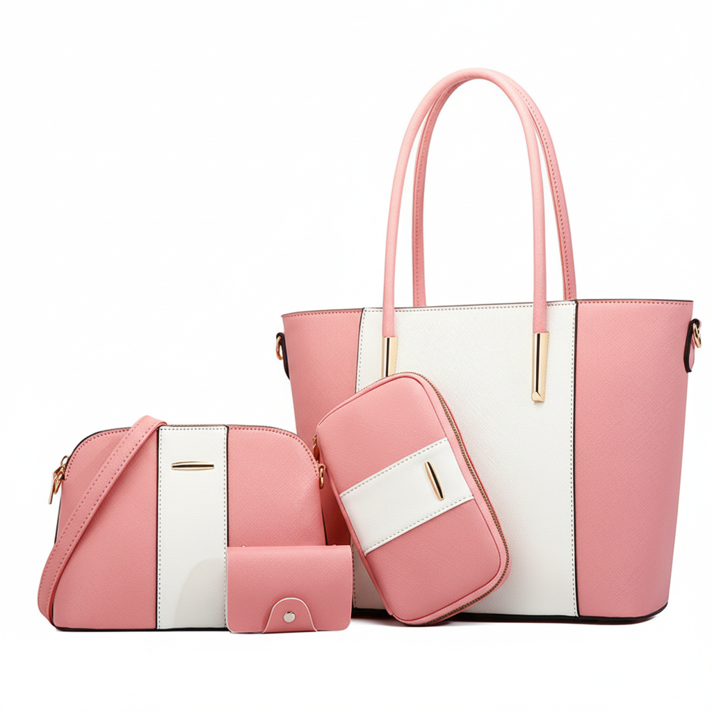 4-Piece Women’s Handbag Set – Stylish PU Leather Shoulder & Tote Bag
