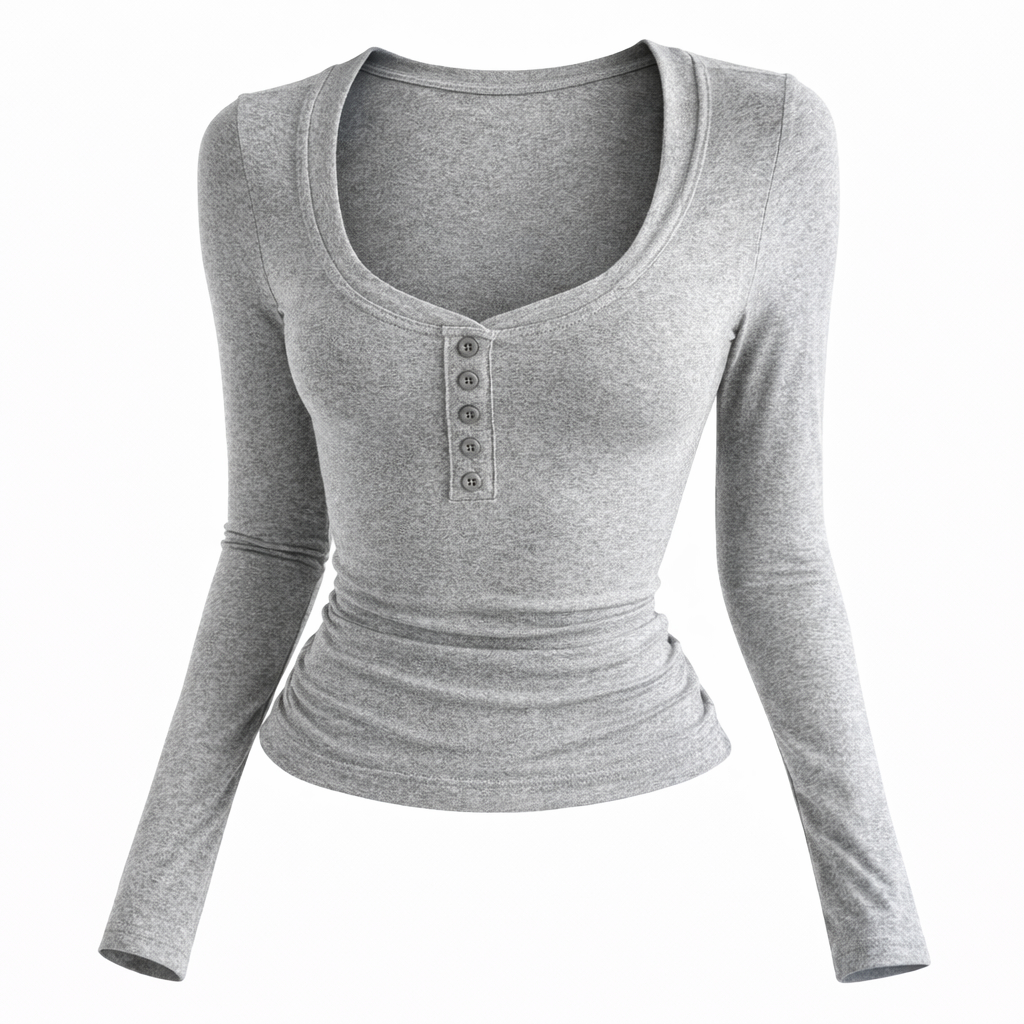 Slim Fit Long Sleeve Knit Top for Women