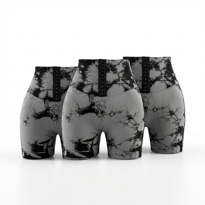3-Pack Seamless Tie-Dye Scrunch Butt Shorts – High-Waisted Tummy Control Workout Shorts