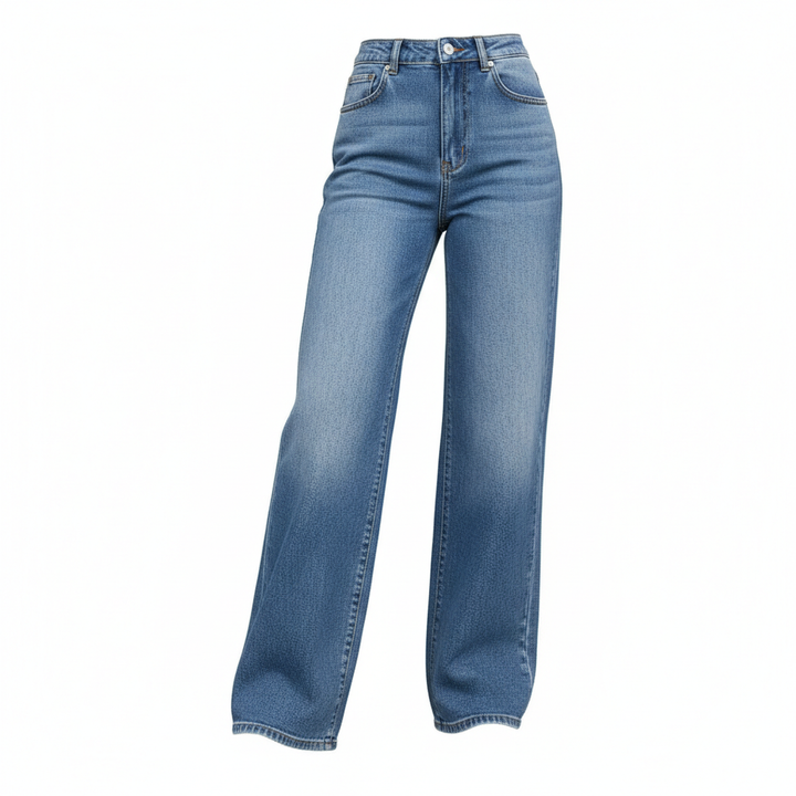 Washed Fashion Straight Jeans Women's Mid Waist
