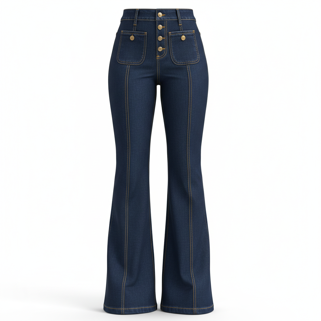 Women's Patchwork Jeans Slim Fit Slimming Stretch Flared Pants