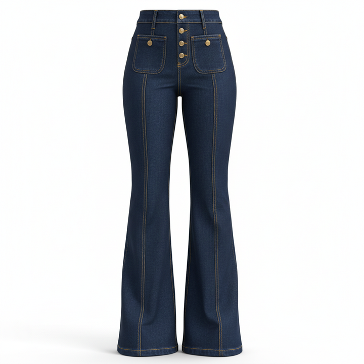 Women's Patchwork Jeans Slim Fit Slimming Stretch Flared Pants