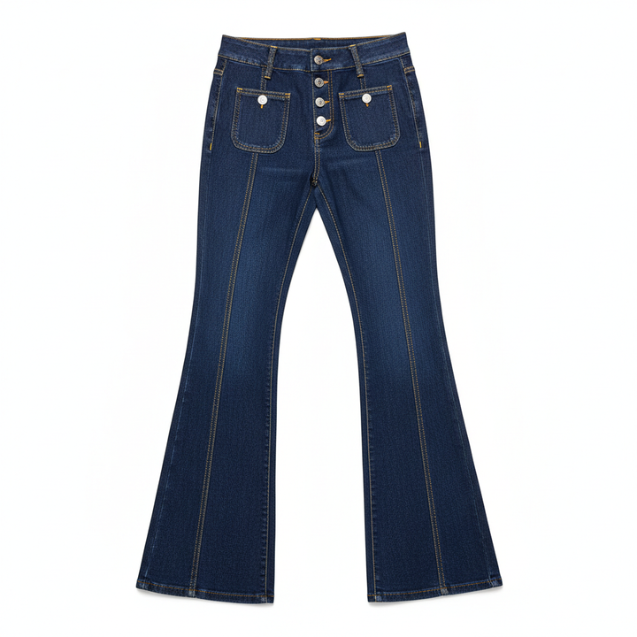 Women's Patchwork Jeans Slim Fit Slimming Stretch Flared Pants