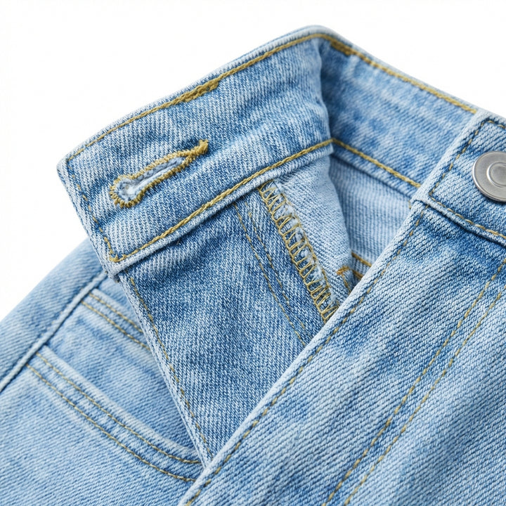 Women's High-Rise Slim Fit Blue Jeans – Stretch Denim with Slant Pockets