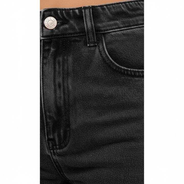 Washed Fashion Straight Jeans Women's Mid Waist