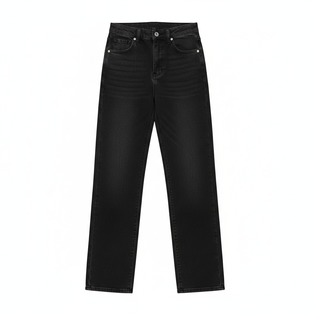Washed Fashion Straight Jeans Women's Mid Waist