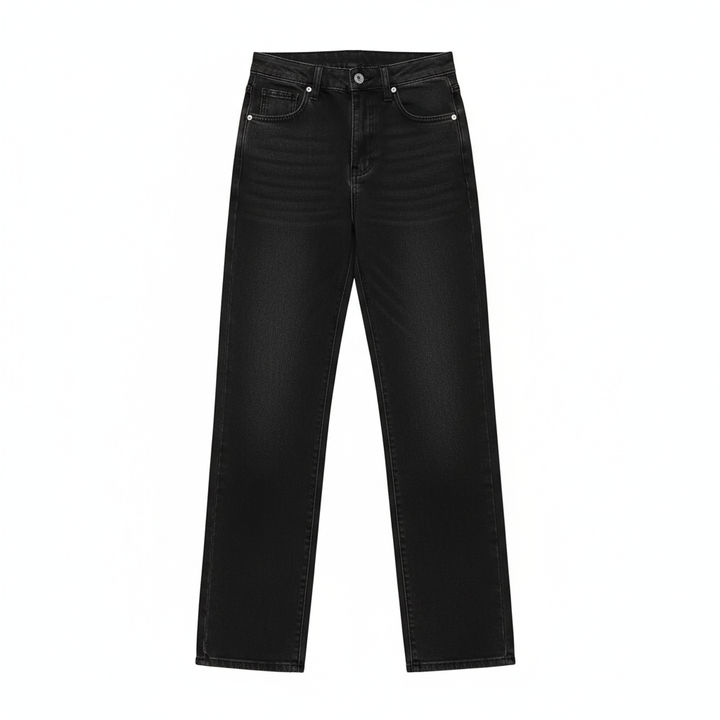 Washed Fashion Straight Jeans Women's Mid Waist