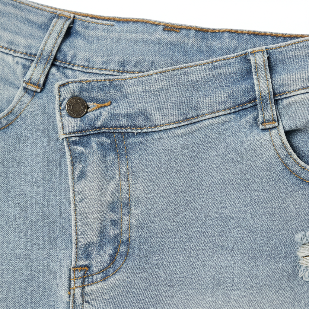 Women's Tear Washed Slim Fit Denim Jeans with Waist Belt
