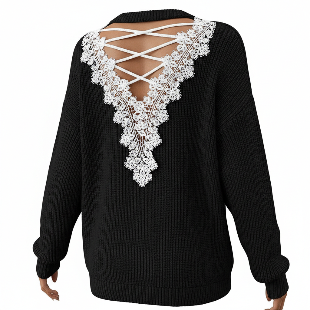 Y2k Clothes V-neck Sweater Ladies Winter Backless Streetwear Bandage Cashmere Sweater Women High Quality Fashion Clothes