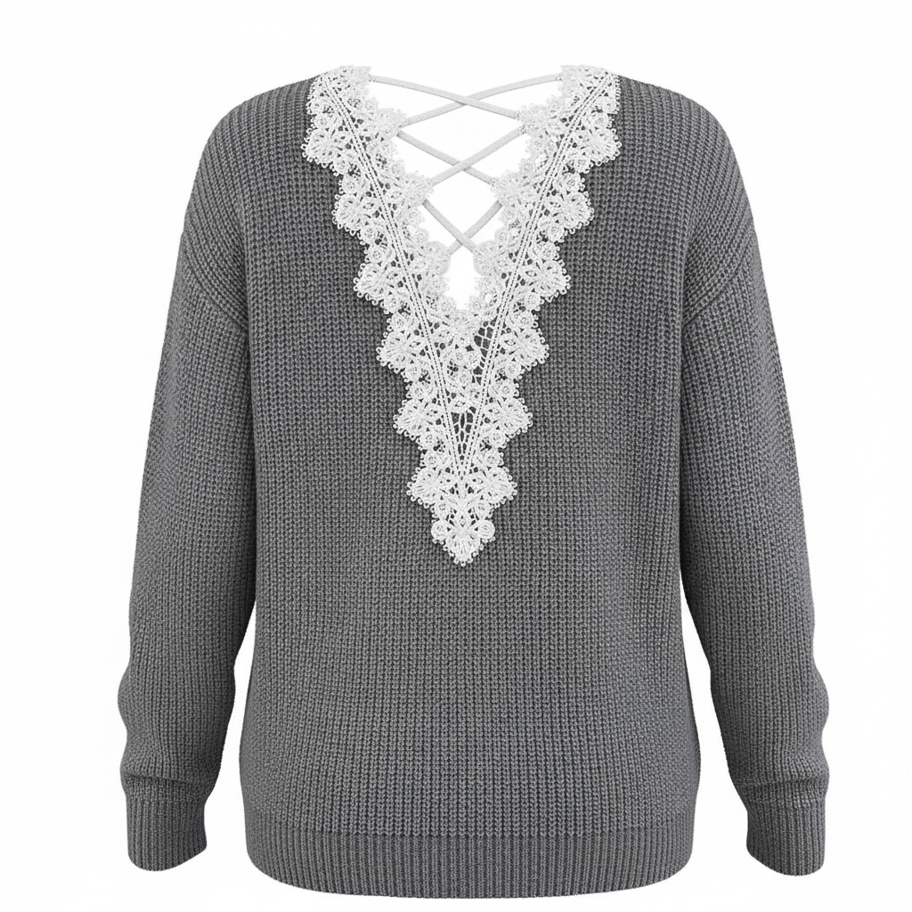 Y2k Clothes V-neck Sweater Ladies Winter Backless Streetwear Bandage Cashmere Sweater Women High Quality Fashion Clothes