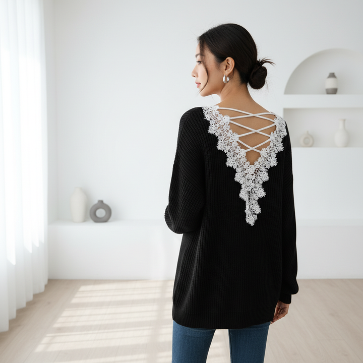 Y2k Clothes V-neck Sweater Ladies Winter Backless Streetwear Bandage Cashmere Sweater Women High Quality Fashion Clothes