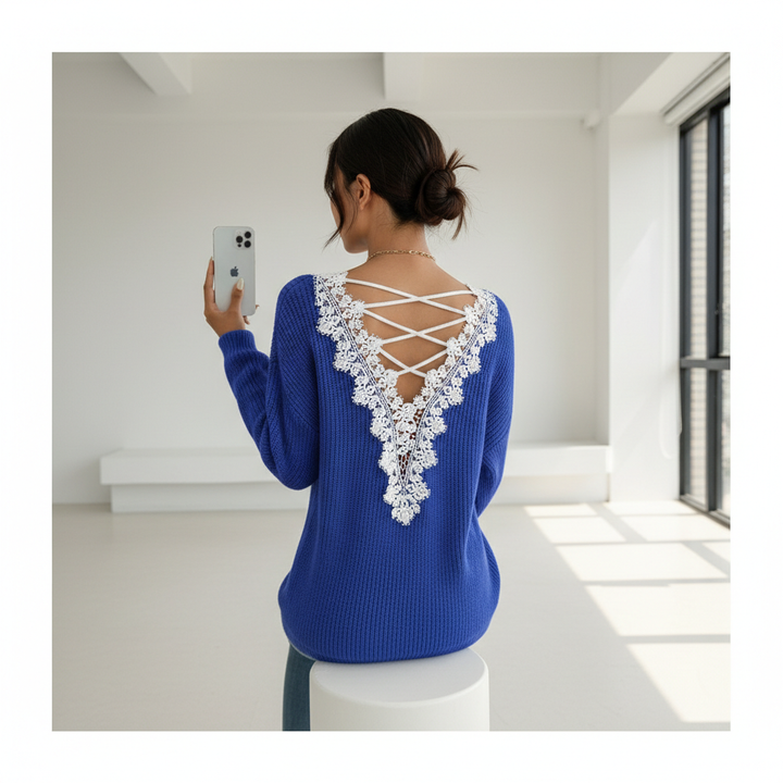 Y2k Clothes V-neck Sweater Ladies Winter Backless Streetwear Bandage Cashmere Sweater Women High Quality Fashion Clothes