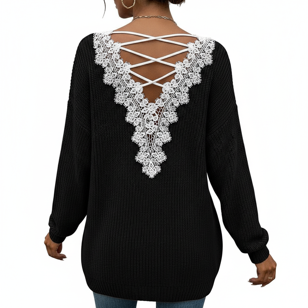 Y2k Clothes V-neck Sweater Ladies Winter Backless Streetwear Bandage Cashmere Sweater Women High Quality Fashion Clothes