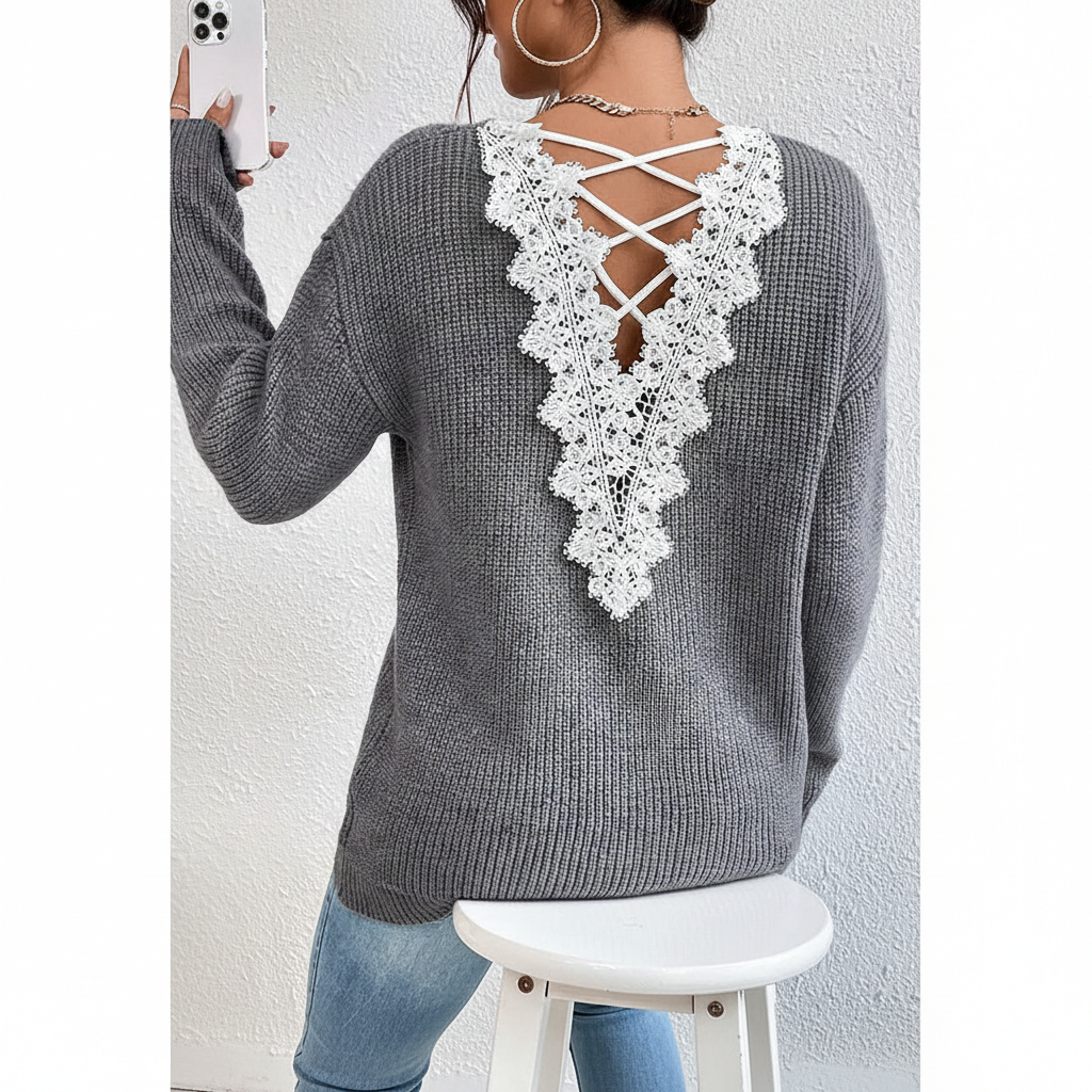 Y2k Clothes V-neck Sweater Ladies Winter Backless Streetwear Bandage Cashmere Sweater Women High Quality Fashion Clothes