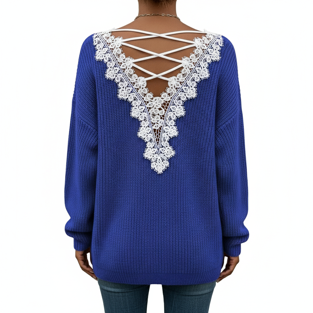 Y2k Clothes V-neck Sweater Ladies Winter Backless Streetwear Bandage Cashmere Sweater Women High Quality Fashion Clothes