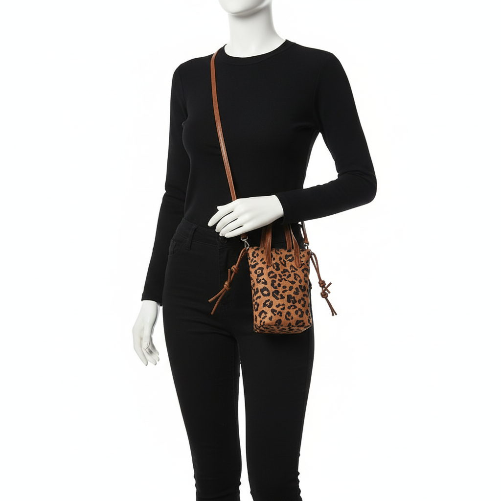 Women's Leopard Print Mini Crossbody Bag – Stylish PU Messenger Bag