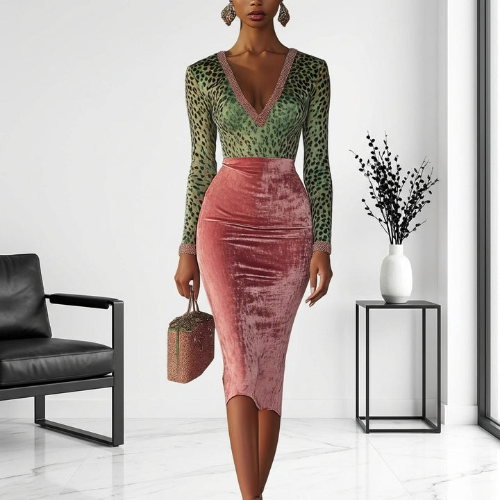 Shiny, Stretchy Velvet Bodycon High-waist Mermaid Skirt