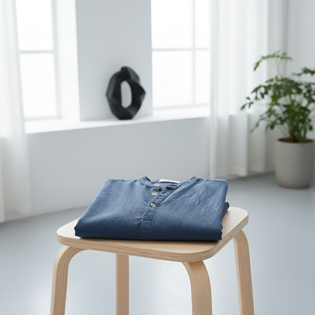 Men's Stand Collar Japanese Ice Silk Linen Short Sleeve T-shirt
