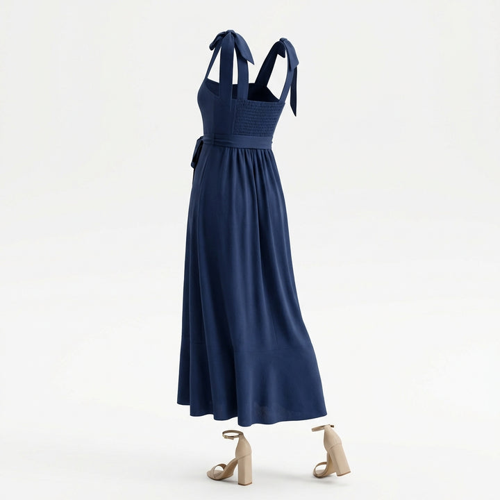 Temperament Suspender Split Dress With Lace-up Design Fashion Summer Ruffled Beach Dresses For Women