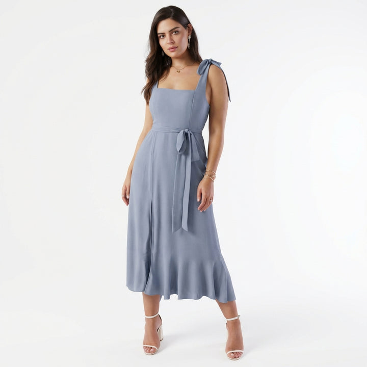 Temperament Suspender Split Dress With Lace-up Design Fashion Summer Ruffled Beach Dresses For Women