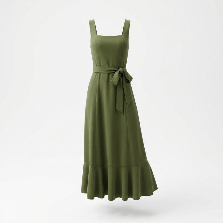Temperament Suspender Split Dress With Lace-up Design Fashion Summer Ruffled Beach Dresses For Women
