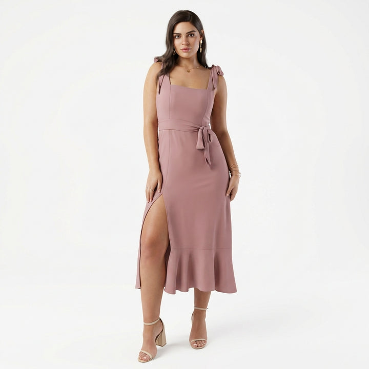 Temperament Suspender Split Dress With Lace-up Design Fashion Summer Ruffled Beach Dresses For Women