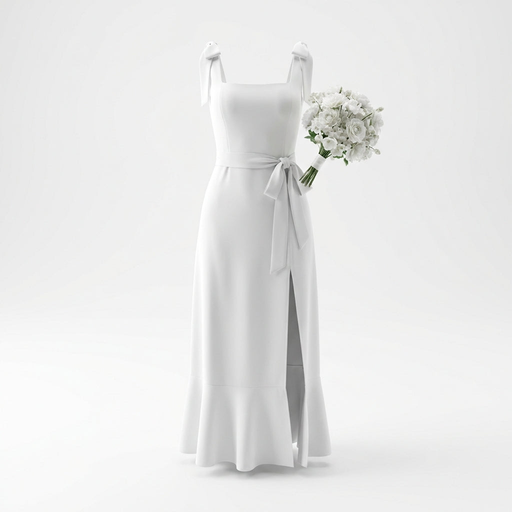 Temperament Suspender Split Dress With Lace-up Design Fashion Summer Ruffled Beach Dresses For Women