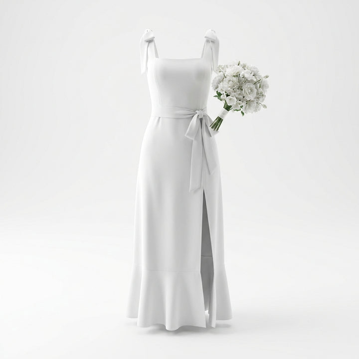 Temperament Suspender Split Dress With Lace-up Design Fashion Summer Ruffled Beach Dresses For Women