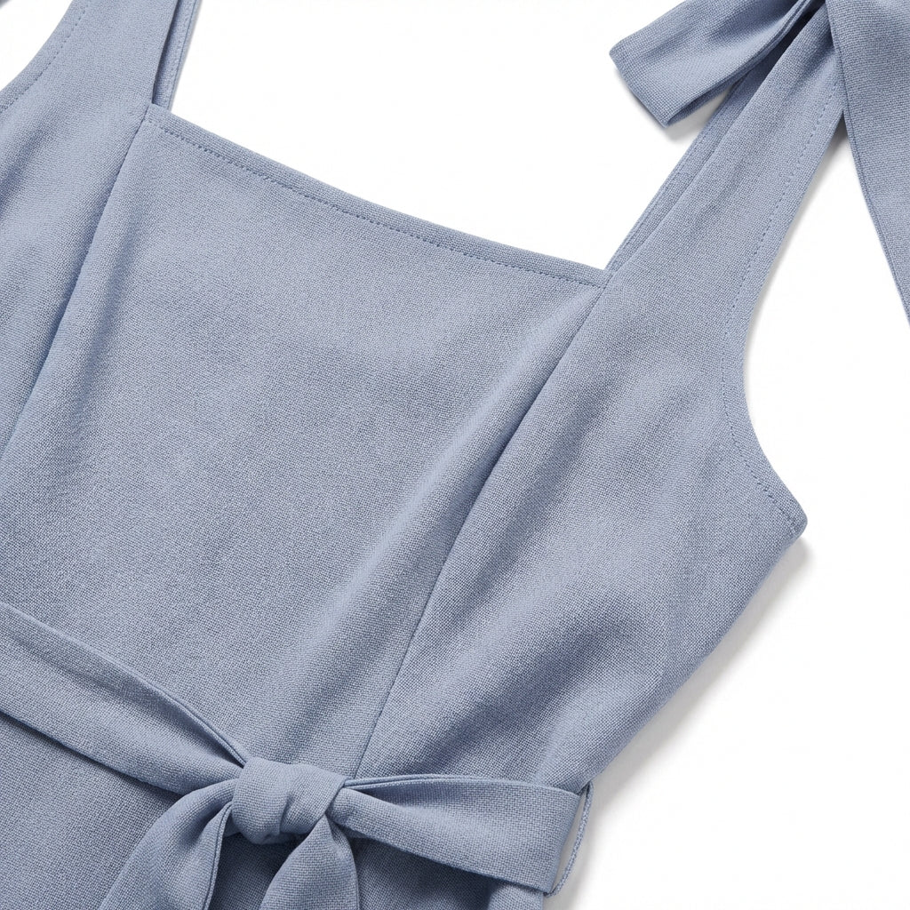 Temperament Suspender Split Dress With Lace-up Design Fashion Summer Ruffled Beach Dresses For Women