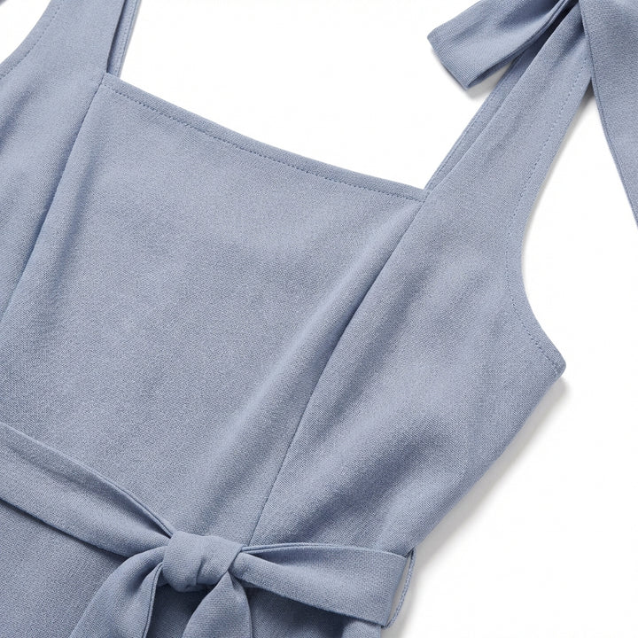 Temperament Suspender Split Dress With Lace-up Design Fashion Summer Ruffled Beach Dresses For Women