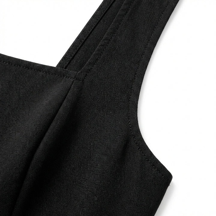 Temperament Suspender Split Dress With Lace-up Design Fashion Summer Ruffled Beach Dresses For Women