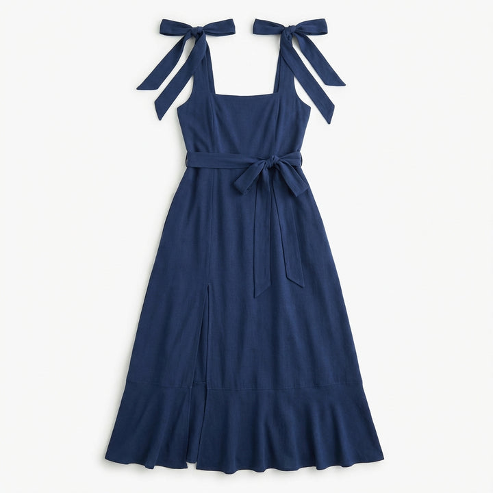 Temperament Suspender Split Dress With Lace-up Design Fashion Summer Ruffled Beach Dresses For Women