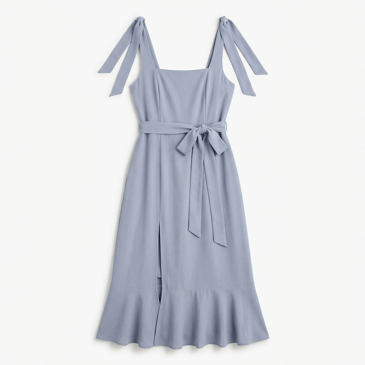 Temperament Suspender Split Dress With Lace-up Design Fashion Summer Ruffled Beach Dresses For Women
