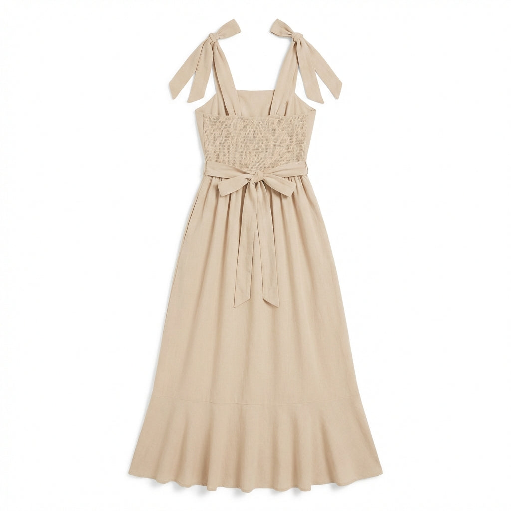 Temperament Suspender Split Dress With Lace-up Design Fashion Summer Ruffled Beach Dresses For Women